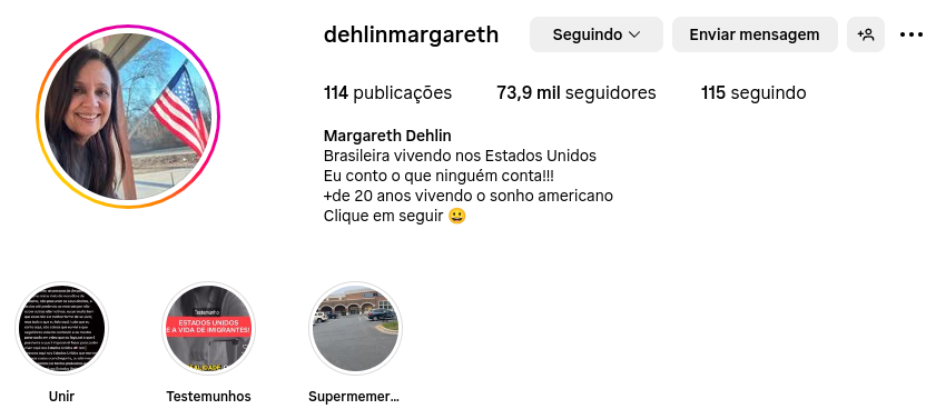 Imagem do perfil da Margaret com 41 mil seguidores